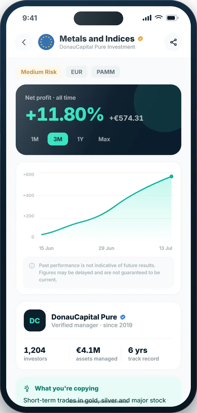 The Pure Wallet app showing an investment portfolio and its strategies